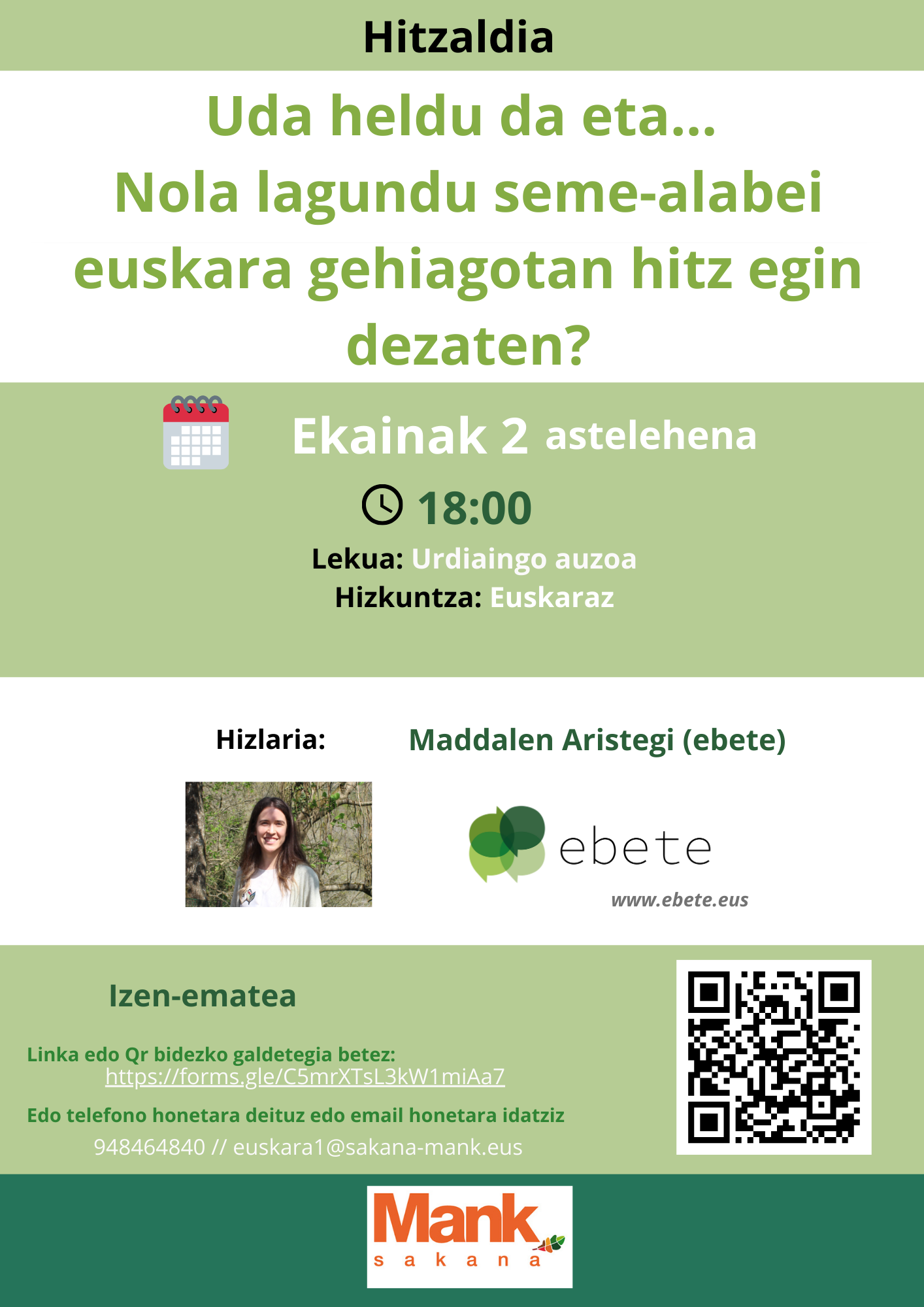CONFERENCIAS DE EBETE EN ITURMENDI Y URDIAIN CONFERENCIAS DE EBETE EN ITURMENDI Y URDIAIN